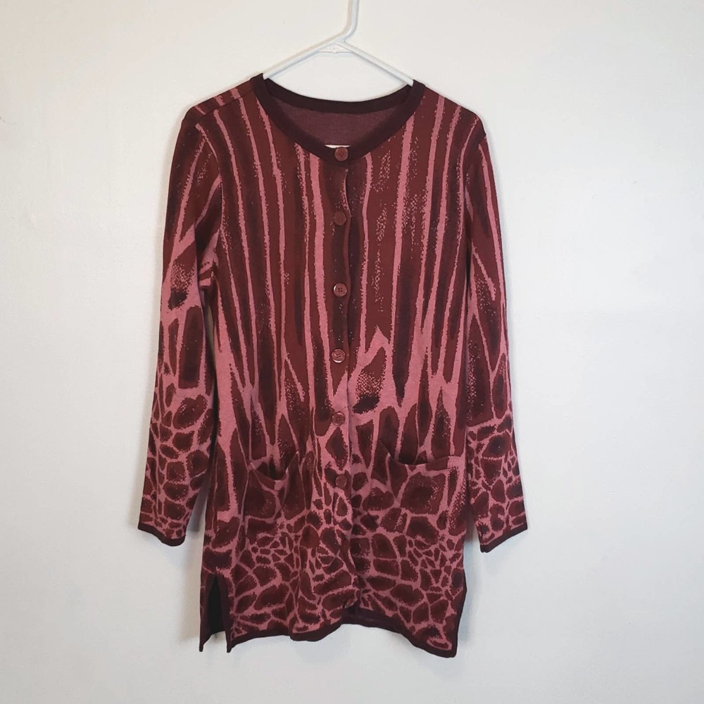QVC Purple Pink Open Front Cardigan size L